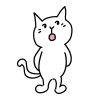 へ〜という表情の白猫のイラスト
