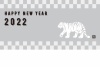 2022年用・市松模様とトラの年賀状（ヨコ向き・グレー・テキストスペースあり）100×148のハガキサイズ