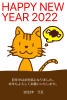 2022年　年賀状　寅　吹き出し　肉　文字あり　カラフル　JPG・PDF・透過PNGのイラストデータ３種