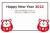 かわいいトラのダルマ２つとシンプルなフレーム枠の2022年横向きの年賀状のイラスト入りのテンプレート
