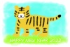2022年パステル調のかわいい虎の年賀状はがきサイズテンプレート透過PNG