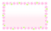 長方形の周囲花柄フレーム：ピンク