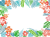 ハイビスカストロピカルハワイアン夏花熱帯植物南国フレーム飾り枠水彩背景壁紙7月8月盛夏無料イラストフリー素材