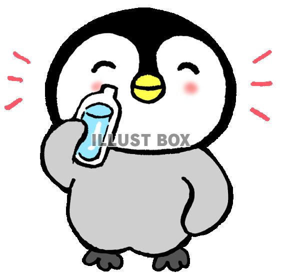 無料イラスト 水を飲むペンギンさん