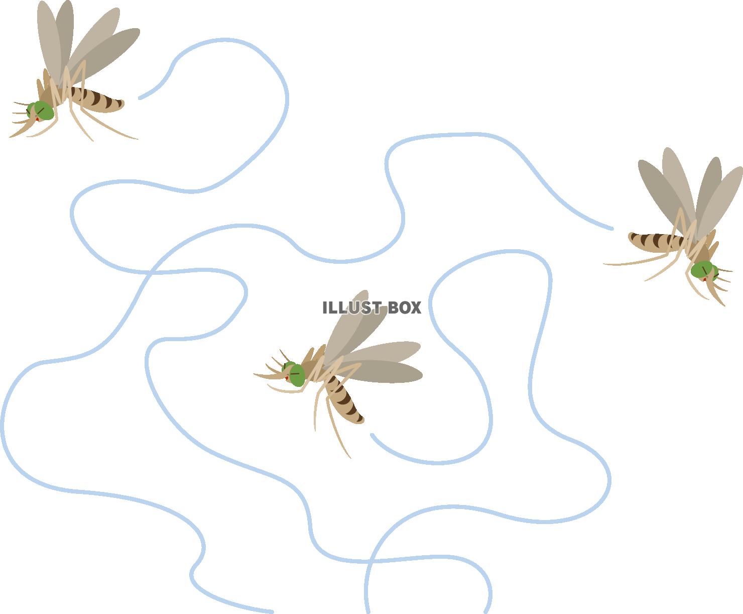 無料イラスト プンプン飛び回るシンプルな蚊