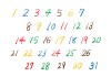 カラフル数字・1〜31（カレンダーに☆）