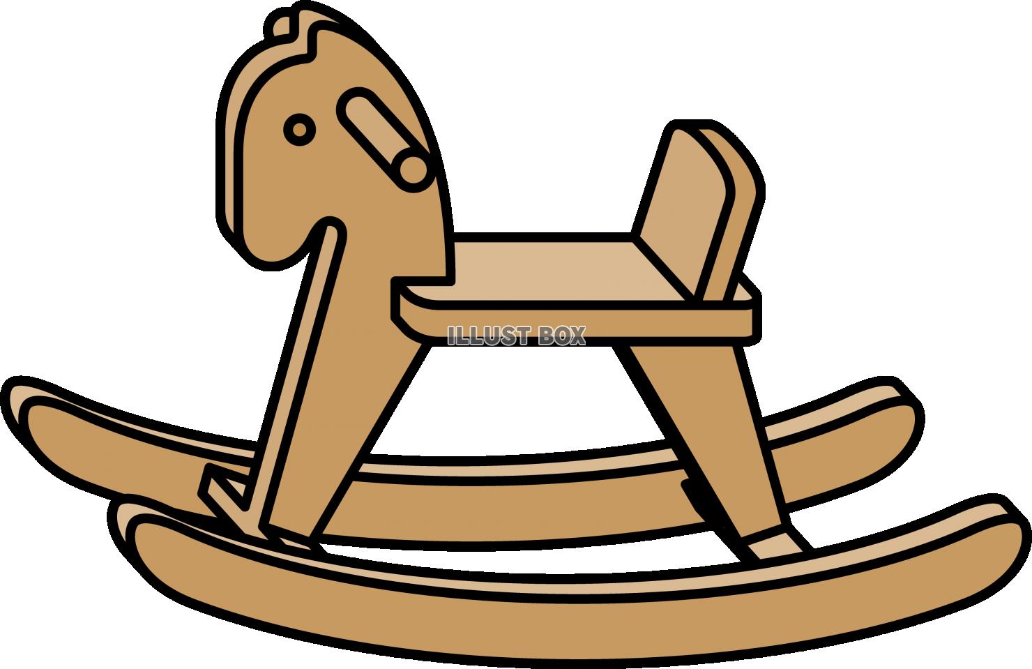 無料イラスト シンプルな木製の木馬