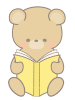 黄色い本を読むクマのイラスト　線あり