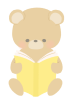 黄色い本を読むクマのイラスト　線なし