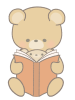 赤い本を読むクマの親子のイラスト　線あり