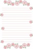 便箋、縦型横書きの赤い花の便箋