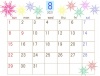 カレンダー素材・2021年8月の横型カレンダー・花火のイラスト付き