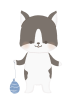 笑顔でヨーヨーを持つ猫のイラスト　線なし
