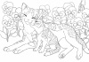 猫の親子の塗り絵