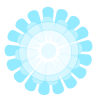 大輪の花の単色フレーム：ブルー