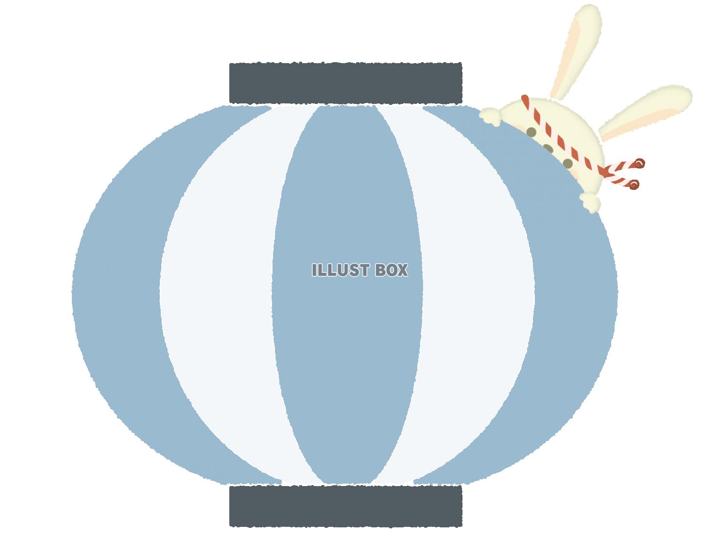 提灯から覗くウサギのイラスト　線なし