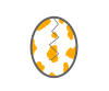 オレンジの斑点模様の卵(割れる)