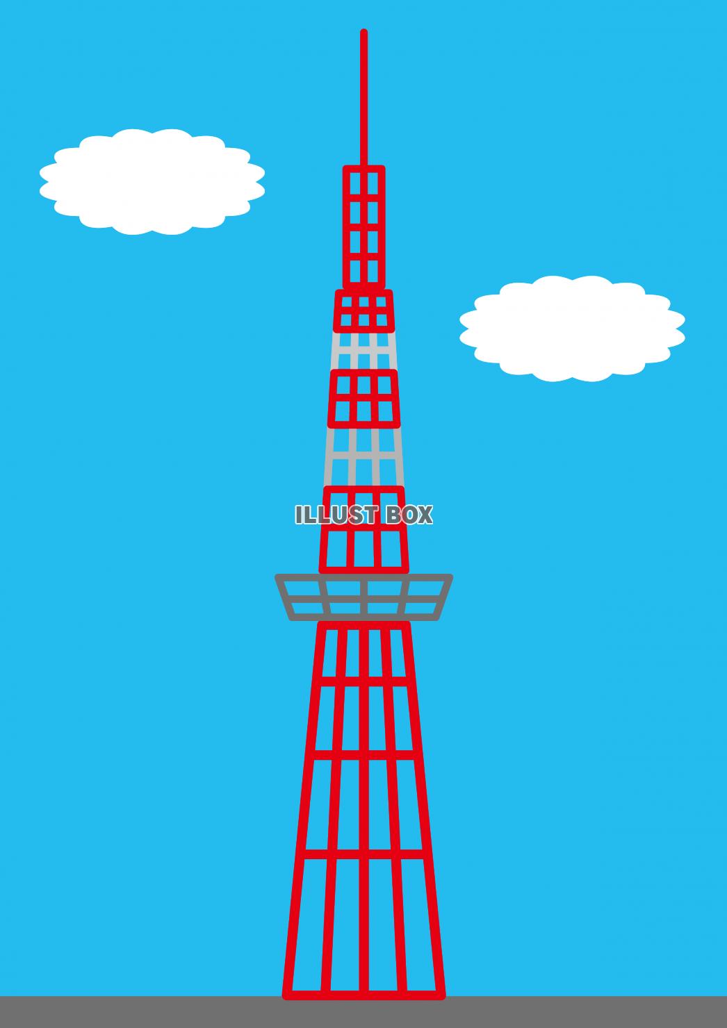 7イラスト（東京タワー・青空・雲）