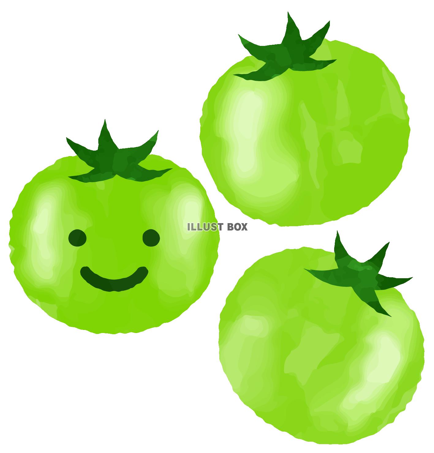無料イラスト 笑顔の緑色のトマト