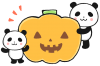 パンダ親子とかぼちゃのランタン２