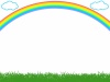 虹と草原のフレームシンプル飾り枠背景額縁イラスト