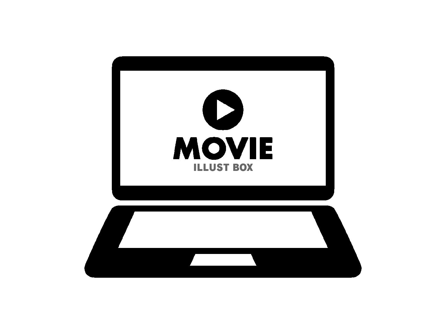 無料イラスト ノートpcで映画を観るアイコンa