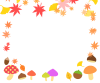 紅葉ときのこの秋フレーム　透過png