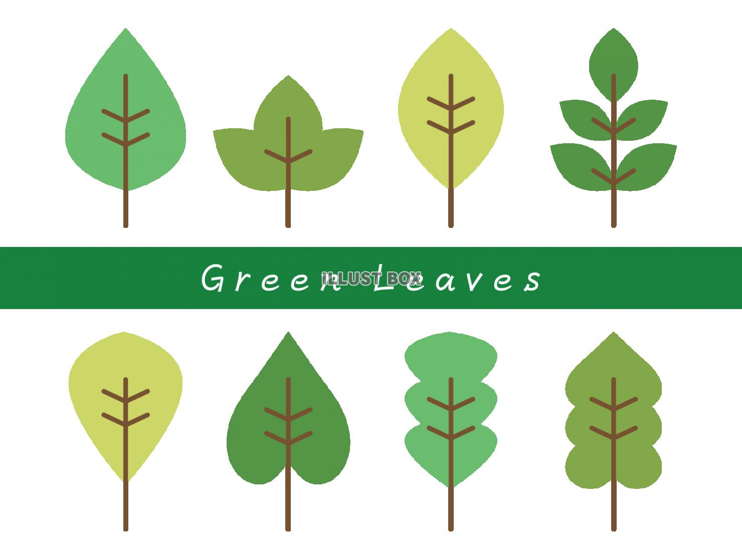 無料イラスト 新緑の可愛い葉っぱのイラストセット 透過png