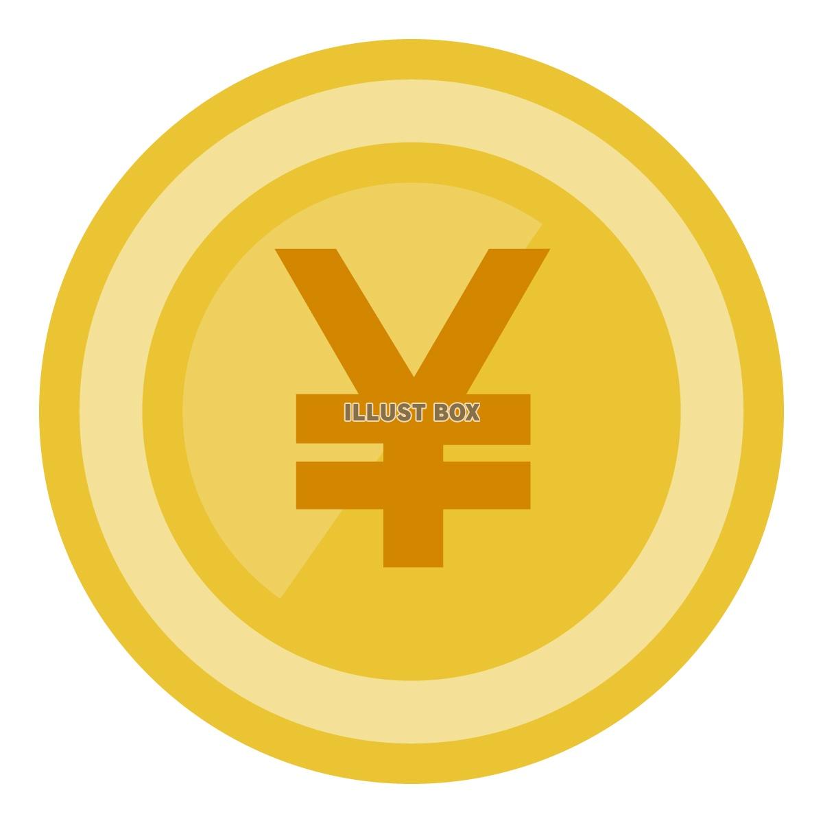 円マークの描かれたコインのイラスト素材