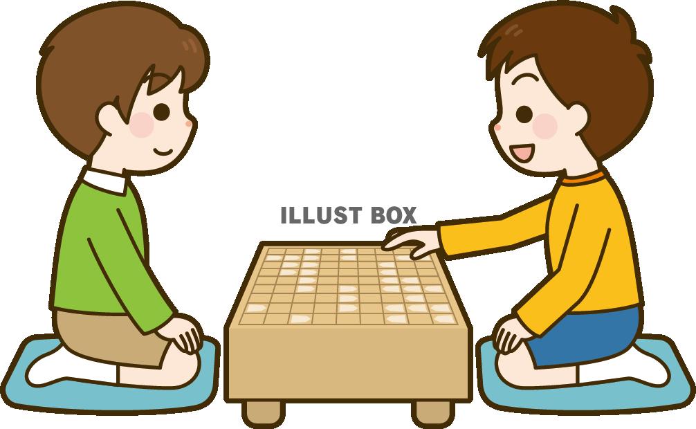 無料イラスト 将棋 対局する子供