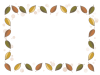 秋　カラフルな葉っぱのフレーム　線あり