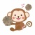 まつぼっくりと猿カットイラスト