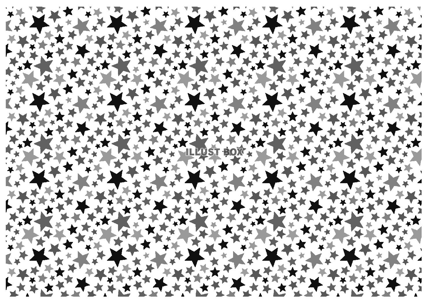 無料イラスト 白黒のかわいいシームレス星柄パターン