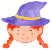 魔女の帽子をかぶった女の子の顔