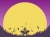 ハロウィン　満月　背景　赤紫2