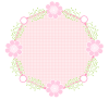 ハニカムっぽい花輪フレーム：ピンク