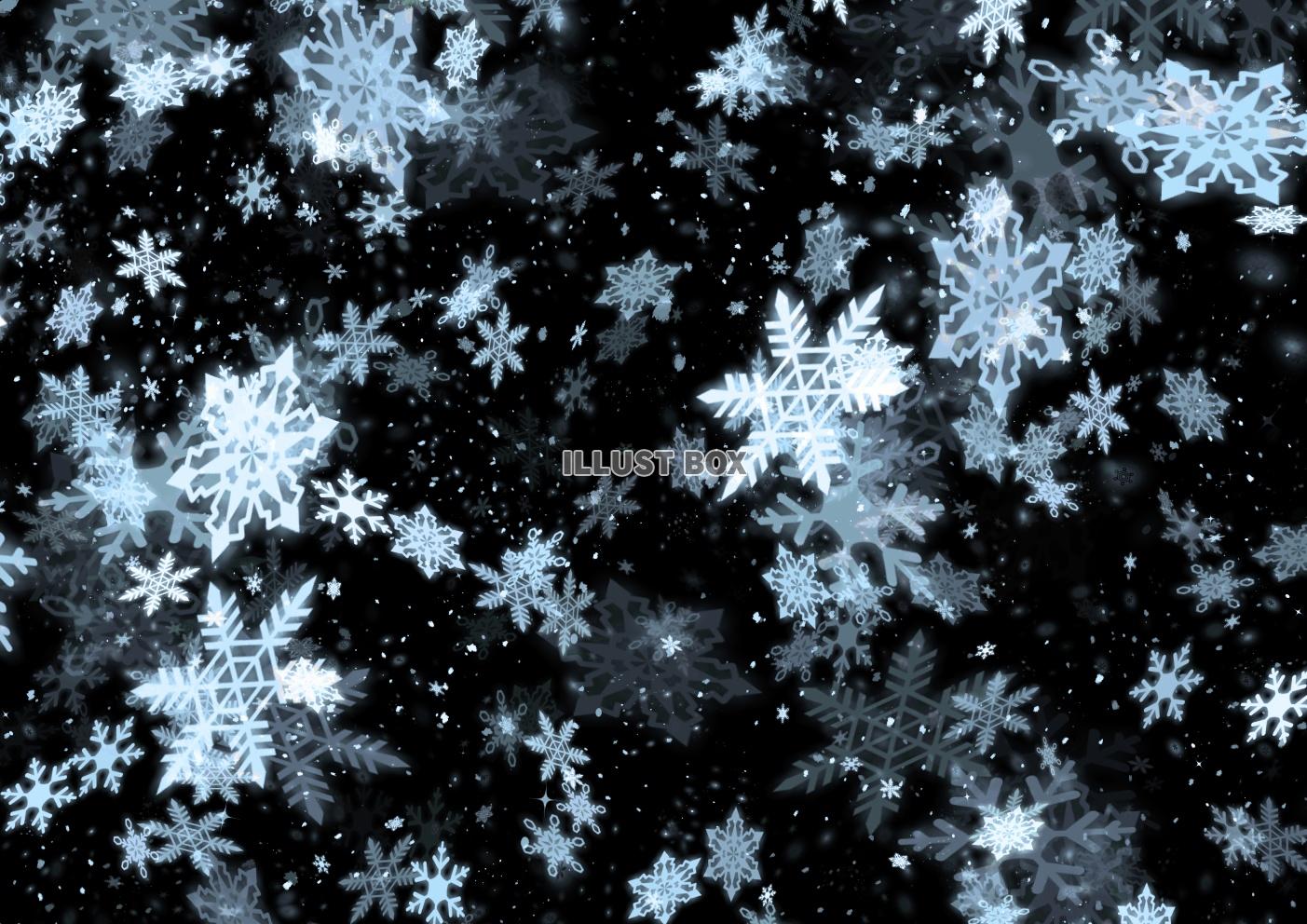 無料イラスト 絵本風の幻想的で綺麗な雪の結晶黒背景