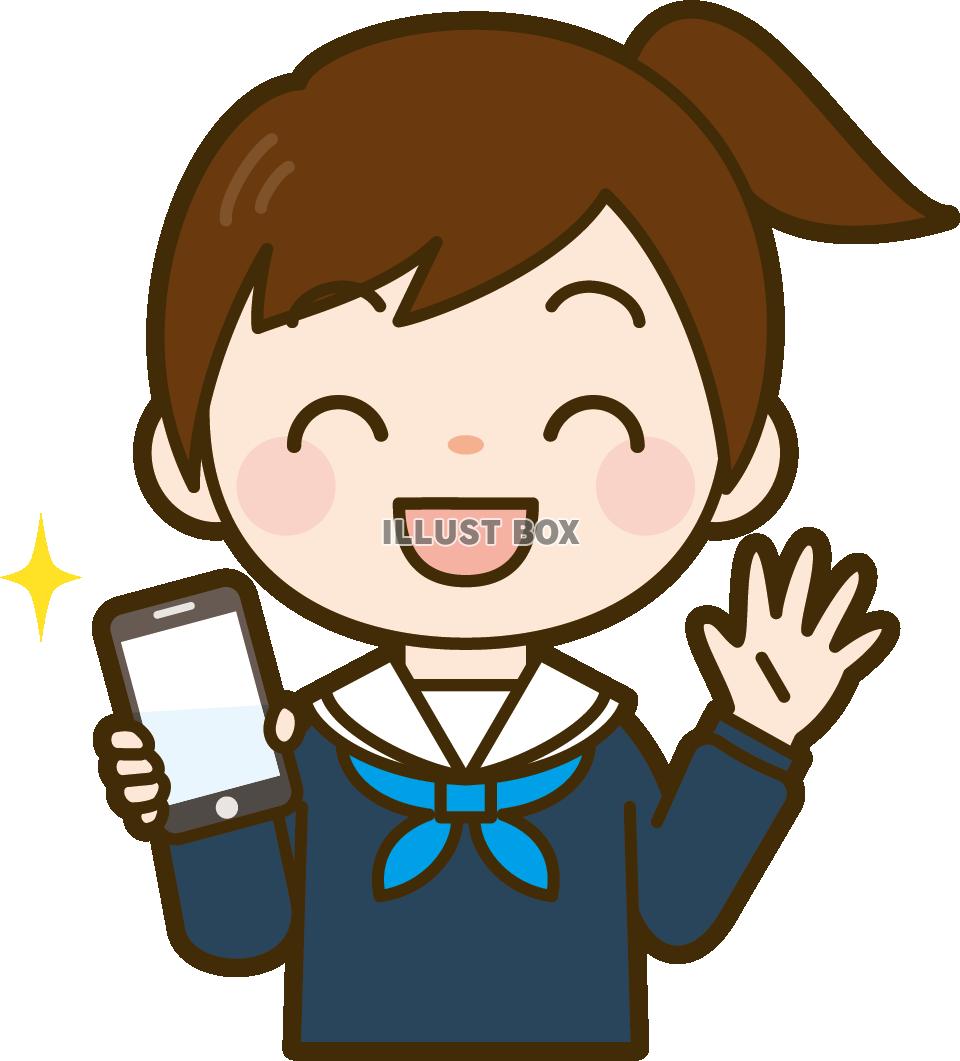 スマホを持った女子中学生