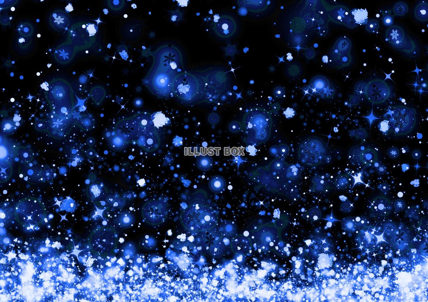 絵本風の幻想的で綺麗な降り積もる雪の黒背景（A4）