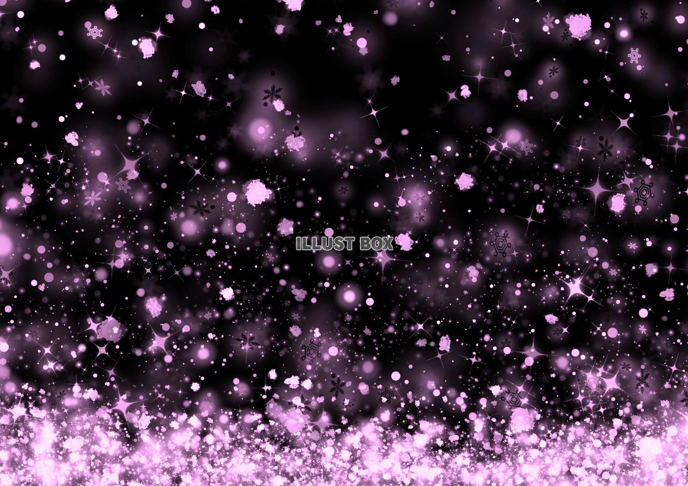 絵本風の幻想的で綺麗な降り積もる雪の黒背景（A4）