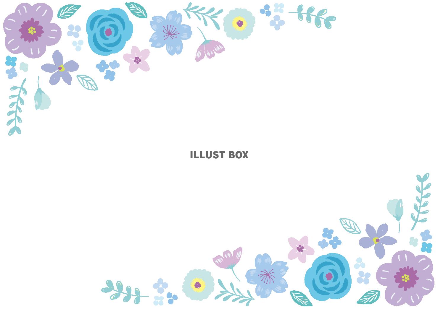 透過・手書きの花のナナメフレーム（クール）