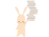 積み上げた本を持つウサギのイラスト　線なし