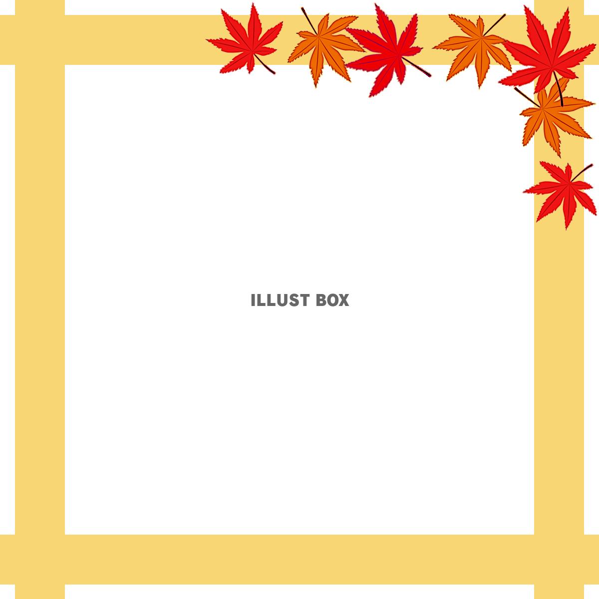 紅葉の葉っぱフレームシンプル飾り枠背景イラスト。透過png