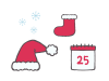 サンタ帽 サンタ靴 雪の結晶とカレンダー