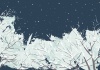 雪の積もった木々と舞う雪夜(zipファイル: pdf,jpg,透過png)