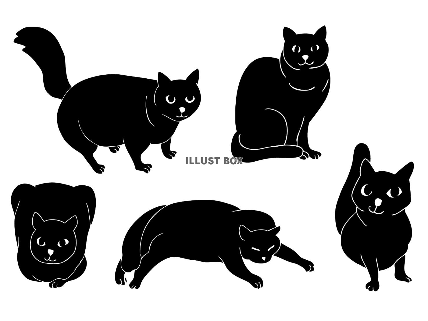 黒猫のイラスト素材セット