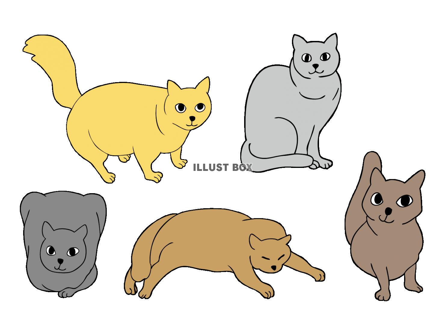 無料イラスト 色々な猫のイラスト素材セット