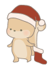 クリスマス　靴下をもつリスのイラスト　線あり