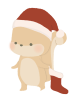 クリスマス　靴下をもつリスのイラスト　線なし