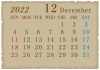 2022年　古紙風　カレンダー12月